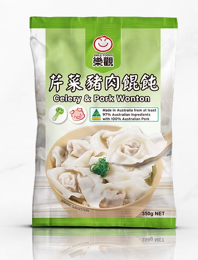 SMILE CELERY PORK WONTON 350g x 12pk/ctn