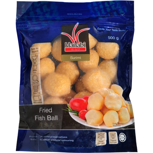[FBHANAFRIED(I)] FRIED FISH BALLS HANABI 500g x 5pk/ctn
